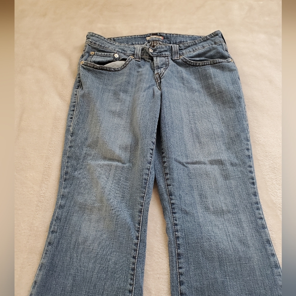 Levis 542 Flare Jeans Womens 16 W Blue Denim Flap Pocket - Picture 2 of 15